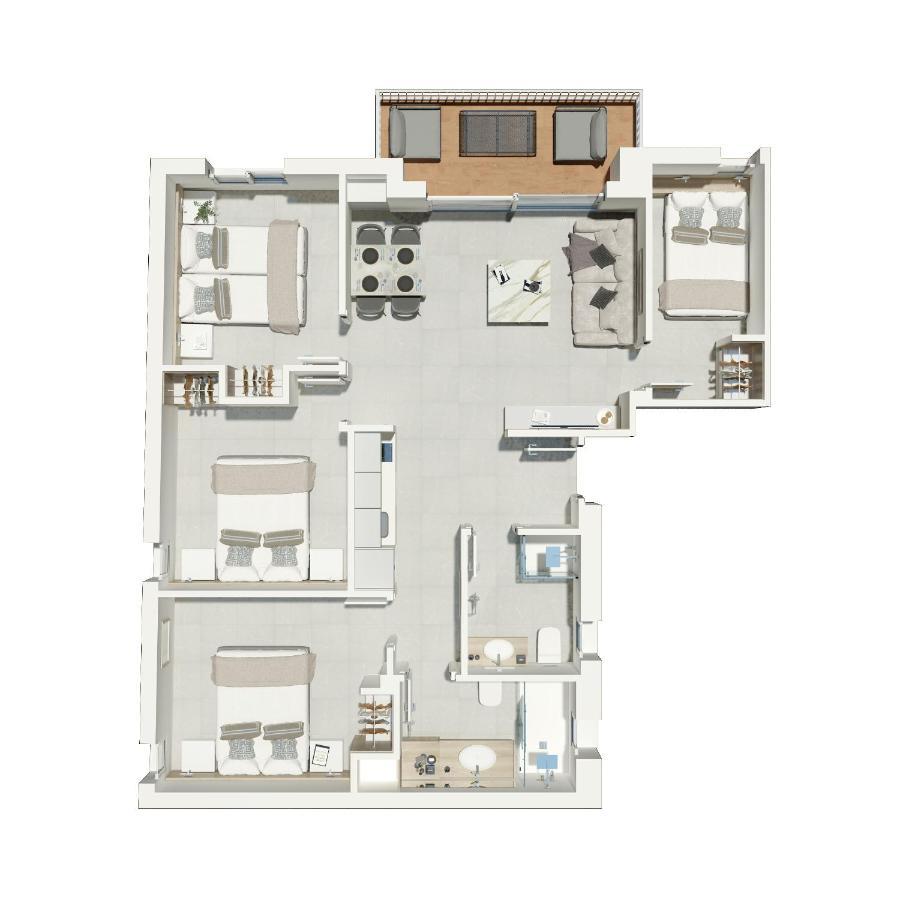 Four-Bedroom Apartment Lateral Sea View
